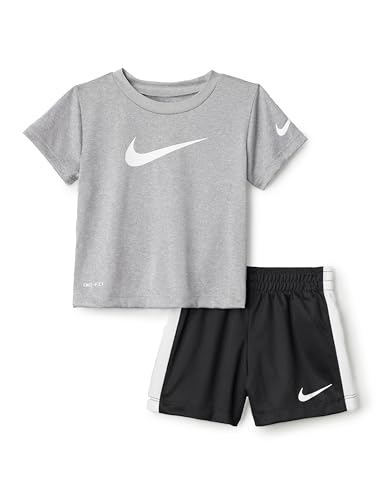 Image of Nike Baby Dri-FIT Swoosh Logo T-Shirt and Mesh Shorts 2-Piece Outfit Set