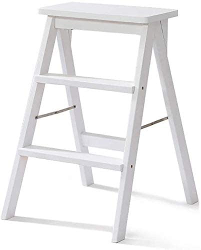 Taburete de escalera de madera maciza con acabado premium y peldaños de alta firmeza