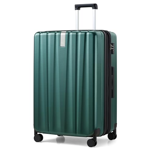 Image of Hanke 29 Inch Expandable Checked Luggage Lightweight PC Hard Shell Luggage Suitcases with Wheels Travel Luggage Rolling Large Suitcase Travel Luggage Bag for Study Abroad.(Blackish Green)