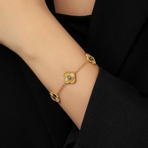 Image of Secret Stash Anti Tarnish Clover Bracelet for Women | Fancy Jewellery Gifts | Hand Band | Fashion Accessories for Girls | Minimal Jewelry Design | Ideal for Gifting | Gift for Diwali, Christmas, Marriage, Birthday