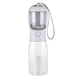 PET&TECH Botella para Mascotas 3 en 1 – Dispensador de Agua, Comida y Bolsas – Filtro de Carbón Activado – Resistente al Calor y Apta para Lavavajillas – Portátil y Multifuncional (600 ml)