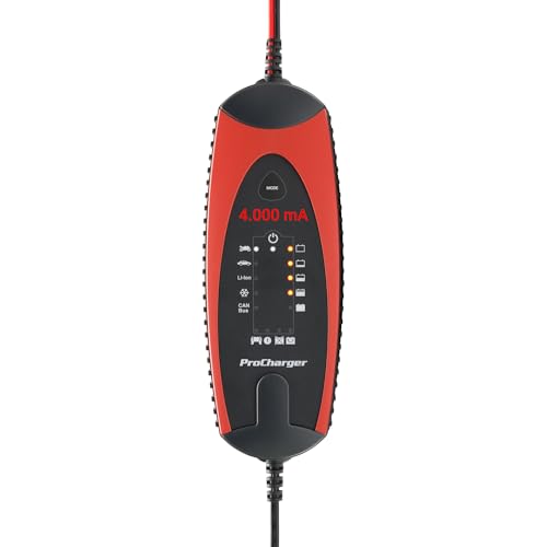 ProCharger 4.000 Diagnose- & Ladegerät Motorradbatterie & Auto, CAN Bus Fähig, Lithium Geeignet, Batterie Erhaltungsladegerät 12V 4.000mA, Automatische Ladestromanpassung