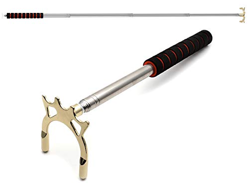 SUNWIN Retractable Pool Bridge,Billiards Bridge Sticks Pool Cue with Screw on Bridge Head Removable (High Brass Head Retractable Bridge)