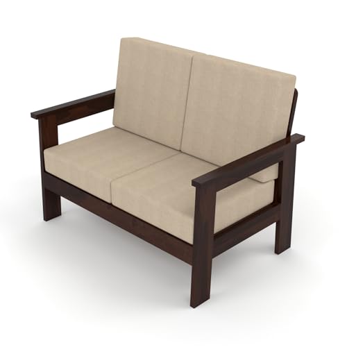 Image of Sheesham Wooden 4 Seater Sofa for Living Room | Solid Wood Sofa | Rosewood Sofa Set for Home & Office | Lounge (Walnut, 4 Seater)