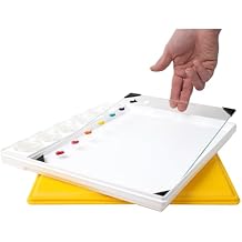 New Wave POSH Glass Artist Palette & Masterson Sta-Wet Painters Pal 9"x12" Set - Tempered Glass Palette for Painting & Sta-Wet Palette to Keep Paint Fresh - Made in USA Clear