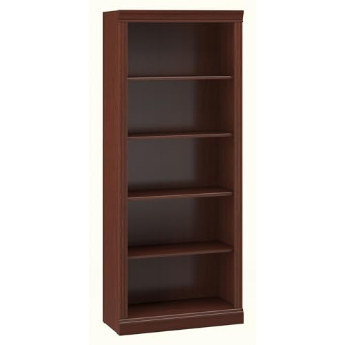 Bush Furniture Saratoga Tall 5 Shelf Bookcase in Harvest Cherry