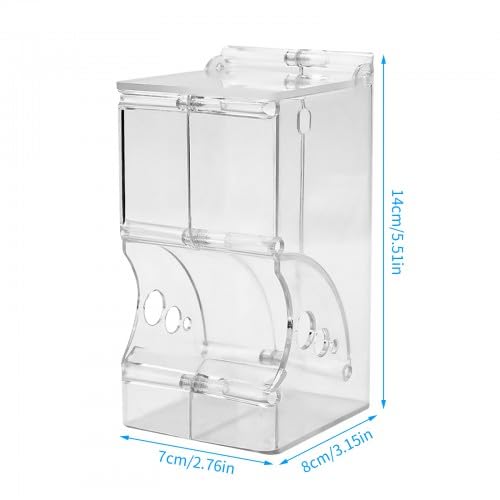 Comedero Automático Transparente para Hámster, Ardillas, Cobayas, Erizos, Pájaros y Mini Erizos, Dispensador de Alimentos para Mascotas, Ideal para Viajes y Varios Animales Domésticos