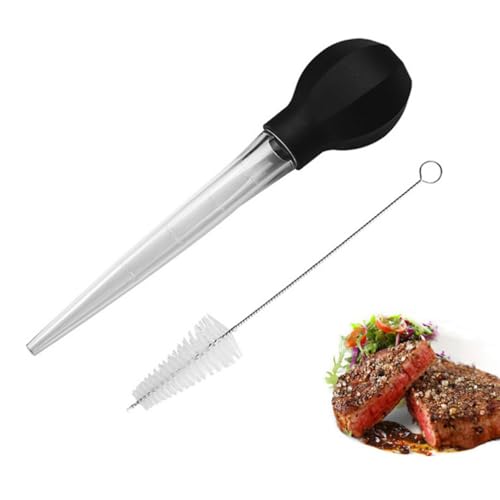 Dzrige Turkey Baster Syringe Turkey Baster with Silicone Bulb, Clear Tube and Cleaning Brush, Ideal for BBQ, Cooking, Home Baking and Roaster Turkey, Aquarium, Kitchen Tools and Supplies