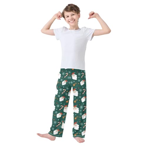 ZZKKO Christmas New Year Pattern Green Boys Pants for Kids Jogger Pants with Pockets S-XL2
