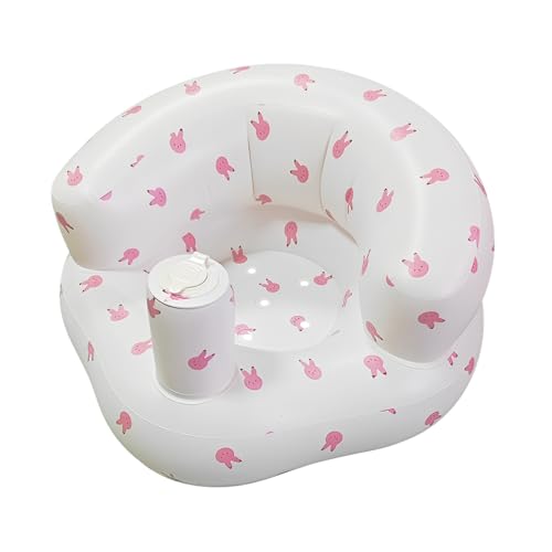 1 PCS Baby Inflatable Seat Soft Blow Up Chair for Toddlers Rabbit Print Comfortable Inflatable Baby Chair for Sitting Up Foldable Infant Seat for Travel Home Use