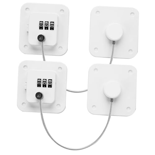 NULYLU 2 piezas Cerraduras de Combinación para Frigoríficos y Congeladores sin Taladro Unidades Blancas Bloqueo Seguro para Puertas Ventanas y Armarios Instalación Fácil y Duradera