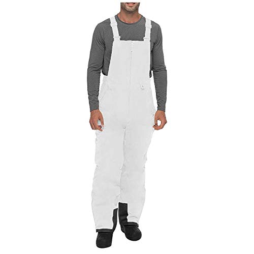 Generisch Snow Fashion Ropa de trabajo impermeable para hombre, pantalones ajustados de pierna recta, mono de una pieza, Blanco, S