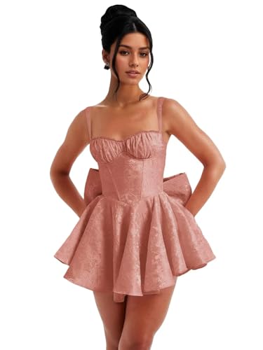 Image of Short Satin Homecoming Dresses with Bows Applique Corset Prom Dress Mini HOCO Party Cocktail Gowns for Teens