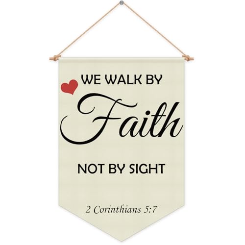 Inspirational Bible Verses Wall Banners Religious Hanging Banner Pennant Flag Christian Faith Gifts Wall Decor for Nursery Bible Verse Gift for Bedroom Living Room Christmas Birthday Presents