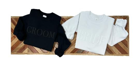 Up2ournecksinfabric - Bride and Groom Sweatshirt - Mr and Mrs - Bridal Shower Gift - New Mrs Gift - Wedding After Party Outfit White2