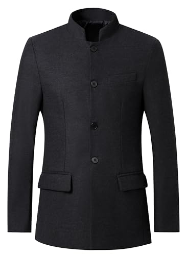 AIFARLD Mens Casual Blazer Stand Collar Tweed Suit Jackets Sport Coats Business Coats Lightweight Fashion4