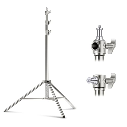 Image of NEEWER 79 inch /2m Stainless Steel Light Stand, Spring Cushioned Heavy Duty Photography Tripod Stand with 1 /4 inch to 3 /8 inch Universal Screw Adapter for Strobe, LED Video Light, Ring Light, Monolight, Softbox