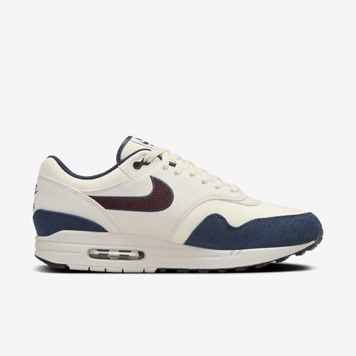 Nike Men's Air Max 1 Shoes Coconut Milk/Armory Navy/Light Orewood Brown/Burgundy Crush Size-9.53