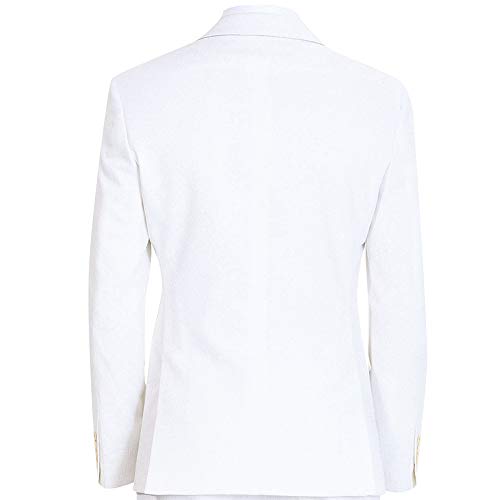 HBDesign Mens 1 Piece 2 Button Notch Lapel Slim Trim Fit Dress Suite White2