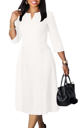 Image of Wear to Work Midi Dress for Women Business Casual A-line Dress Elegance Church Outfits