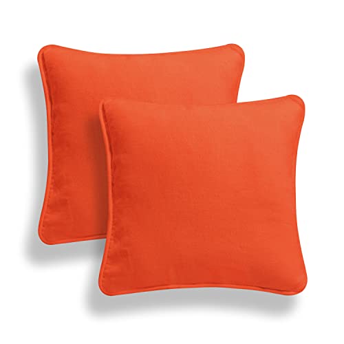 CHILIMILII Set of 2-100% Cotton Plain Cushion Covers, Decorative Double sided Square Cushion covers/Pillow cover for Sofa Bed Home Decor in 16" 18" 20" Size & Multiple Colors (Orange, 16x16)