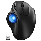 Ergonomic Wireless Trackball Mouse, 3 Device Connection (Bluetooth or 2.4G USB Receiver) Bluetooth Quiet Computer Mouse, 2*AAA Battery Thumb Laptop Mice with 5 Level DPI for PC/Laptop/Mac/Windows Blue