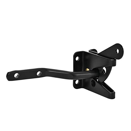 Self-Locking Gate Latch - Post Mount Automatic Gravity Lever Wood Fence Gate Latches With Fasteners/4.7 Inch Black Finish Steel Gate Latch To Secure Pool #TOP2