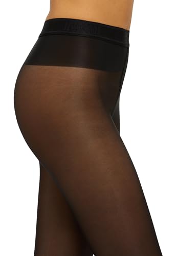 Image of Wolford Neon 40 Denier Tights Pantyhose for Women Semi Sheer Brilliant Shine Soft Logo Waistband Invisible Reinforced Toe