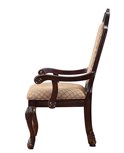 Chateau De Ville Arm Chair (Set-2) in Fabric & Espresso
