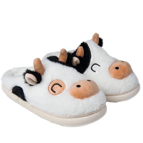 Flexwin Slippers for Women, Animal Slippers Furry Cozy, Cute House Shoes with Memory Foam