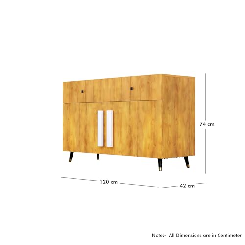 Image of Bniture Storage Cabinet Wooden for Living Room Sideboard with 2 Drawer and 2 Door | Multipurpose Storage Organizer Chest of Drawer Cabinet for Home Hallway Drawing Room Bedroom Kitchen | Giant Wood