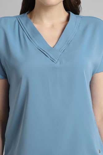 Image of Van Heusen Women's Polyester Regular Fit Half Sleeve V Neck Formal Top