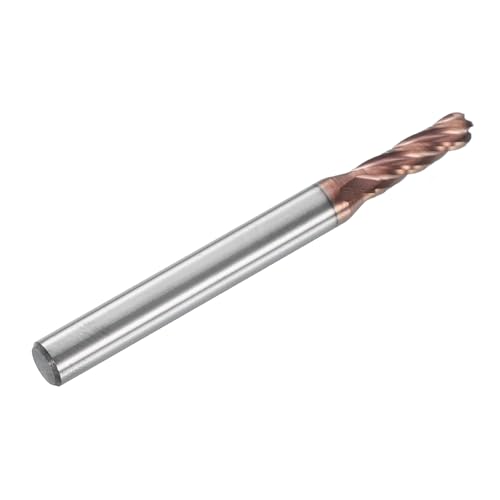 Image of HARFINGTON Ball Nose End Mill 4 Flute 9 /64 inch Diameter 3 /16 inch Shank Tungsten Carbide TIN Coated Spiral CNC Router Bits 1 /2 inch Cutting Length Single End Ball for Carving Engraving Grinding