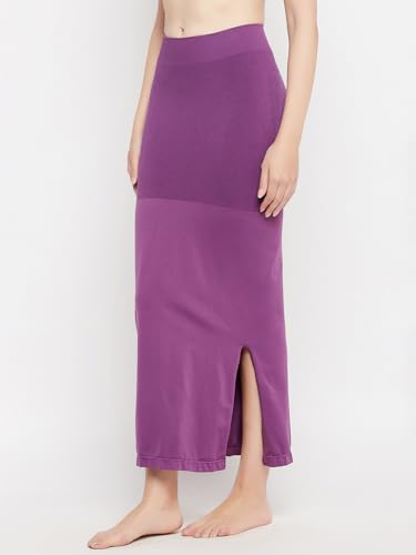 Image of Clovia Women's Petticoat Style Saree Shapewear with Side Slit in Violet