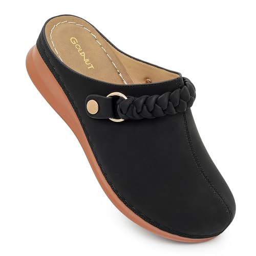 Image of Comfortable Clogs for Women Closed Toe Mules Slip On - Summer Casual Womens Clogs Mules Backless Arch Support Wedge Platform Sandals All-Day
