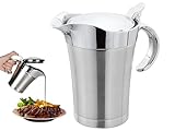 Kellegour Edelstahl Thermo Sauciere,750ml Soßenschüssel,Thermo-Sauciere mit Deckel,Soßenkanne aus doppelwandigem Edelstahl,Eleganter Silberner Saucenkrug für Soße Sahne Sauce Senf Mayonnaise
