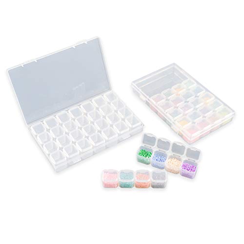 2 Packs 28 Grids Adjustable 5D Diamond Painting Accessories Storage Case