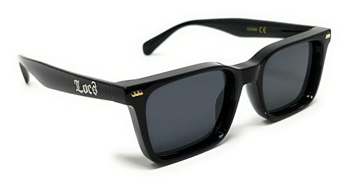 LOCS Hardcore Shades Square Frame Sunglasses, Black with Dark Gray Lenses, UV Protection3