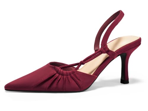 Image of Coutgo Womens Slingback Kitten Heels Closed Pointed Toe Pumps D'Orsay Wedding Party Dress Shoes