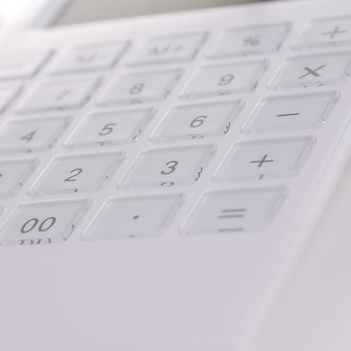 Image of Ultra Slim Desktop Basic Calculator ? Dual Power, Large Display, Soft Keypad, Lightweight & Portable ? Perfect for Office, School & Home Use (White)