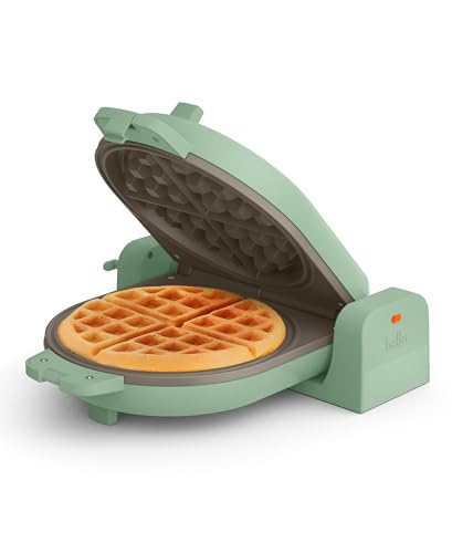 bella Flip-n-Store Waffle Maker with EverGood™ Ceramic Nonstick Coating, Fits-anywhere™ Kitchenware, Power Indicator Light, Cool Touch Handle & Cord Wrap, 7” Wide & 1" Deep Plates, 1000 Watt, Seaglass