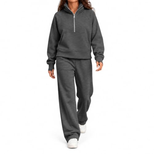 Womens Jogging Suits 2 Piece Set Lightweight Fleece Wide Leg Sweatshirt - image 4