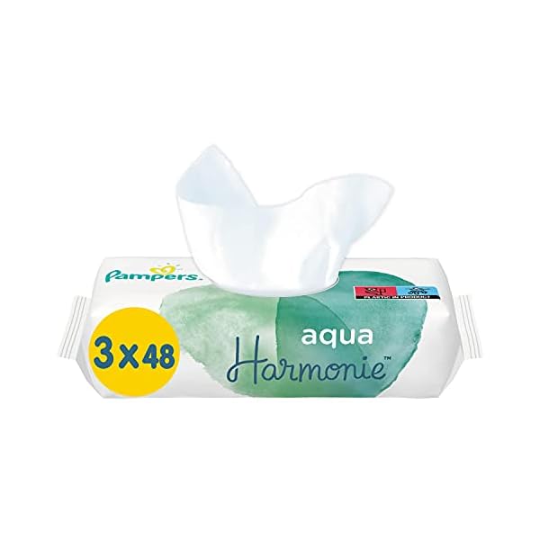 Pampers Aqua Harmonie Baby-Tücher, 864 Tücher (6 x 3 x 48), ohne Parfüm und Alkohol, mit 99% Wasser und pflanzlichen…
