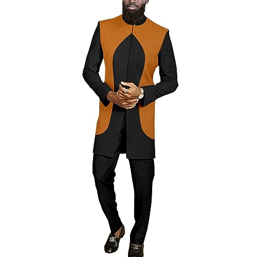 Dashiki Men African Clothes Jacket Outfit Attire Slim Fit Blazer and Pants Two Piece Set Formal Clothes