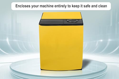 Image of Stylista Waterproof and Dustproof Polyester Washing Machine Cover Compatible for Godrej 7 Kg Semi-Automatic Top Loading WS EDGE CLS 70 5.0 PN2 GPGR, Yellow