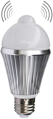 KLED Bombillas con sensor de movimiento, 7 W, 600 lúmenes, bombillas LED inteligentes, PIR integrado, bombilla de noche activada por movimiento,