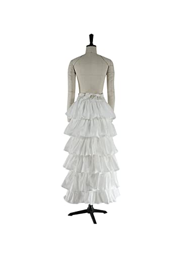 MYAYD Women 18th Basil Skirt Back Petticoat Underskirt Pleated Ruffed Skirt Pannier Bustle Hoop White for Halloween Party4
