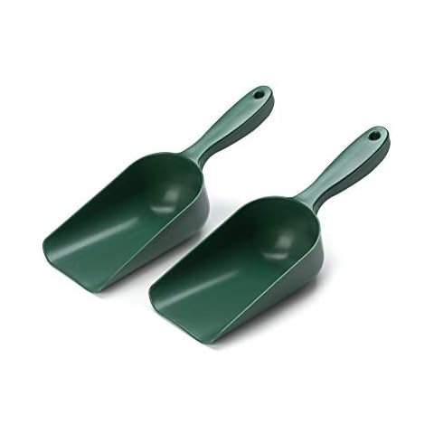 EarlyGrow MPL50084/G/2 Small Plastic Handy Garden Scoop for Soil, Compost, Planting or Re-Potting Plants - Pack of 2 - Green Cover