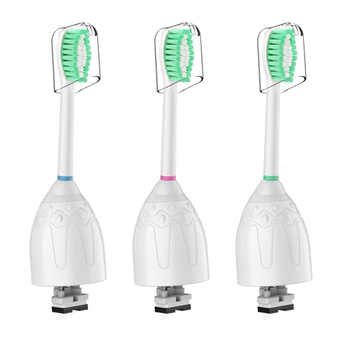 Replacement Toothbrush Heads for Philips Sonicare E-Series/Essence/Xtreme/Elite and Other Screw-on Electric Toothbrush Models 3 Pack Dupont Bristles HAPPYMOMO
