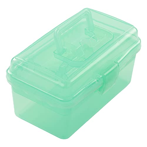 Utoolmart 10.2“ Tool Box, Plastic Storage Toolbox with Removable Tray, Small Parts Hardware Organizer Art Craft Cosmetic Sewing Box Case Clear Green
